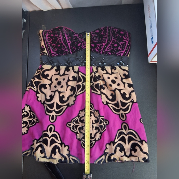 Burned velvet applique club top beads halter - Picture 9 of 12